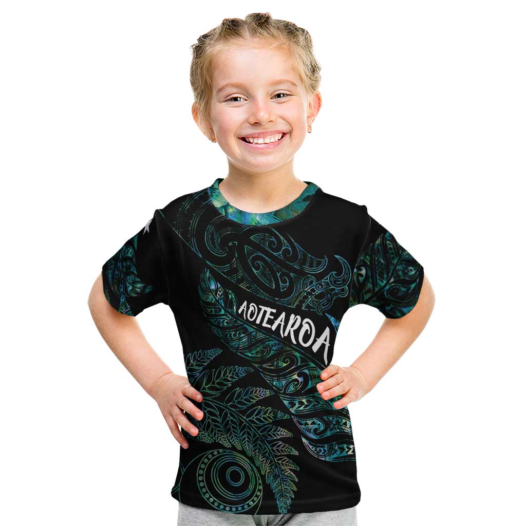 Aotearoa Personalized Lawn Bowls Maori Kid T Shirt New Zealand Paua Shell Tribal Silver Fern - Aussie Hoodie