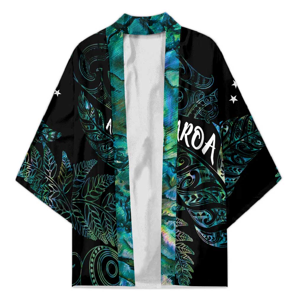 Aotearoa Personalized Lawn Bowls Maori Kimono New Zealand Paua Shell Tribal Silver Fern - Aussie Hoodie