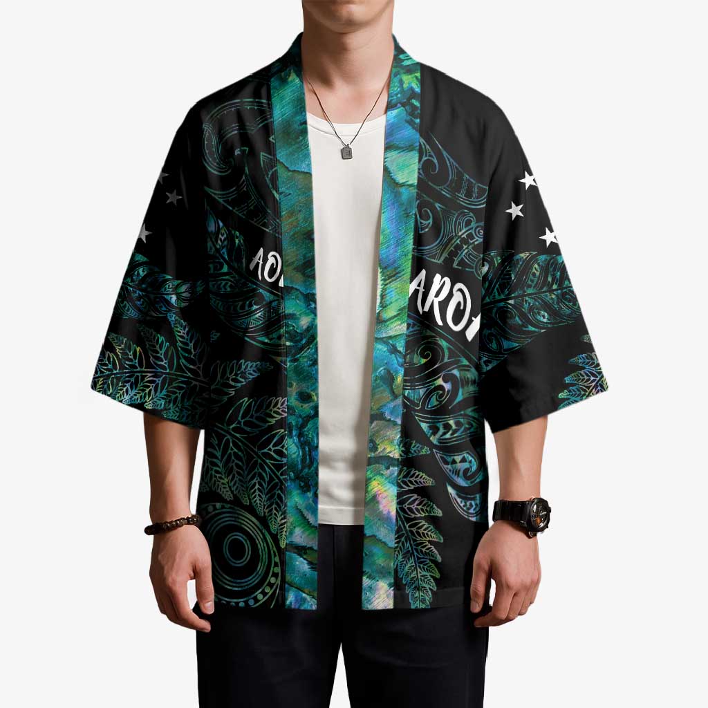 Aotearoa Personalized Lawn Bowls Maori Kimono New Zealand Paua Shell Tribal Silver Fern - Aussie Hoodie