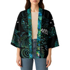Aotearoa Personalized Lawn Bowls Maori Kimono New Zealand Paua Shell Tribal Silver Fern - Aussie Hoodie