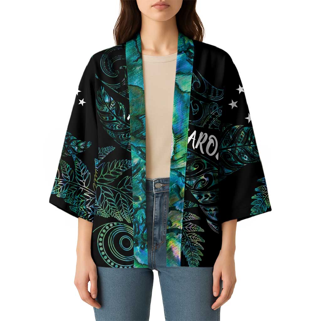 Aotearoa Personalized Lawn Bowls Maori Kimono New Zealand Paua Shell Tribal Silver Fern - Aussie Hoodie
