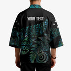 Aotearoa Personalized Lawn Bowls Maori Kimono New Zealand Paua Shell Tribal Silver Fern - Aussie Hoodie