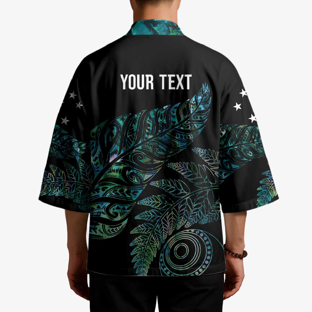 Aotearoa Personalized Lawn Bowls Maori Kimono New Zealand Paua Shell Tribal Silver Fern - Aussie Hoodie