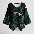 Aotearoa Personalized Lawn Bowls Maori Kimono Sleeve Blouse New Zealand Paua Shell Tribal Silver Fern - Aussie Hoodie