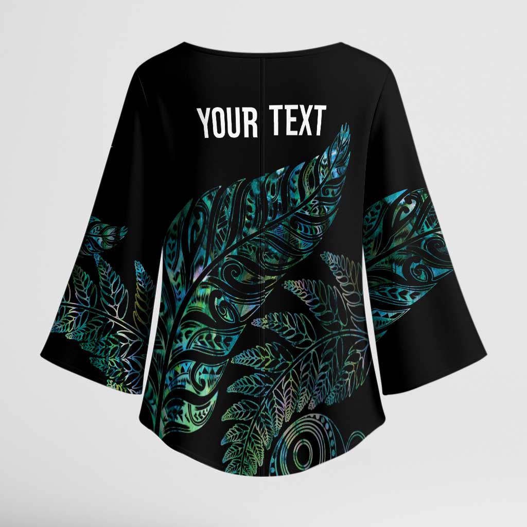 Aotearoa Personalized Lawn Bowls Maori Kimono Sleeve Blouse New Zealand Paua Shell Tribal Silver Fern - Aussie Hoodie