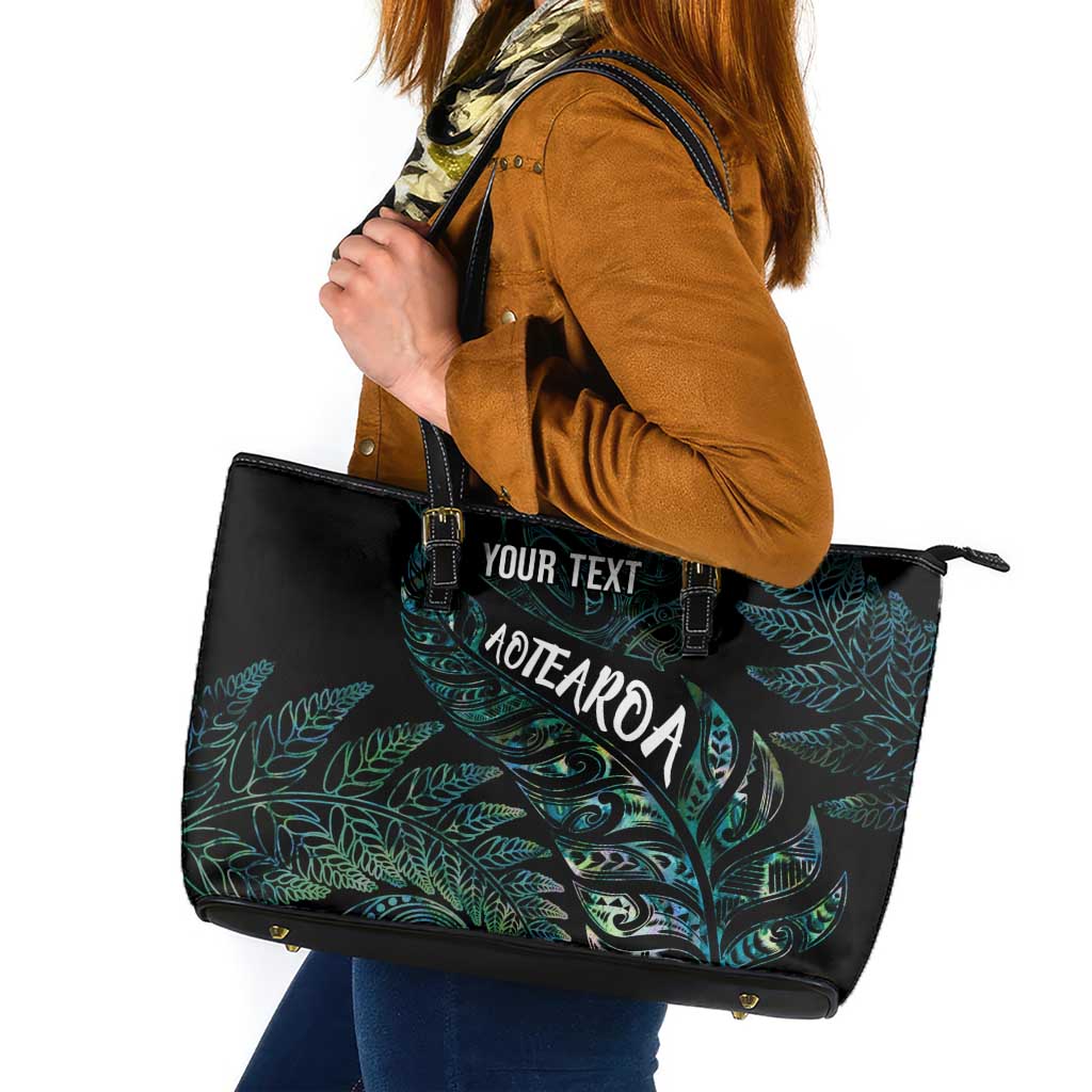 Aotearoa Personalized Lawn Bowls Maori Leather Tote Bag New Zealand Paua Shell Tribal Silver Fern - Aussie Hoodie