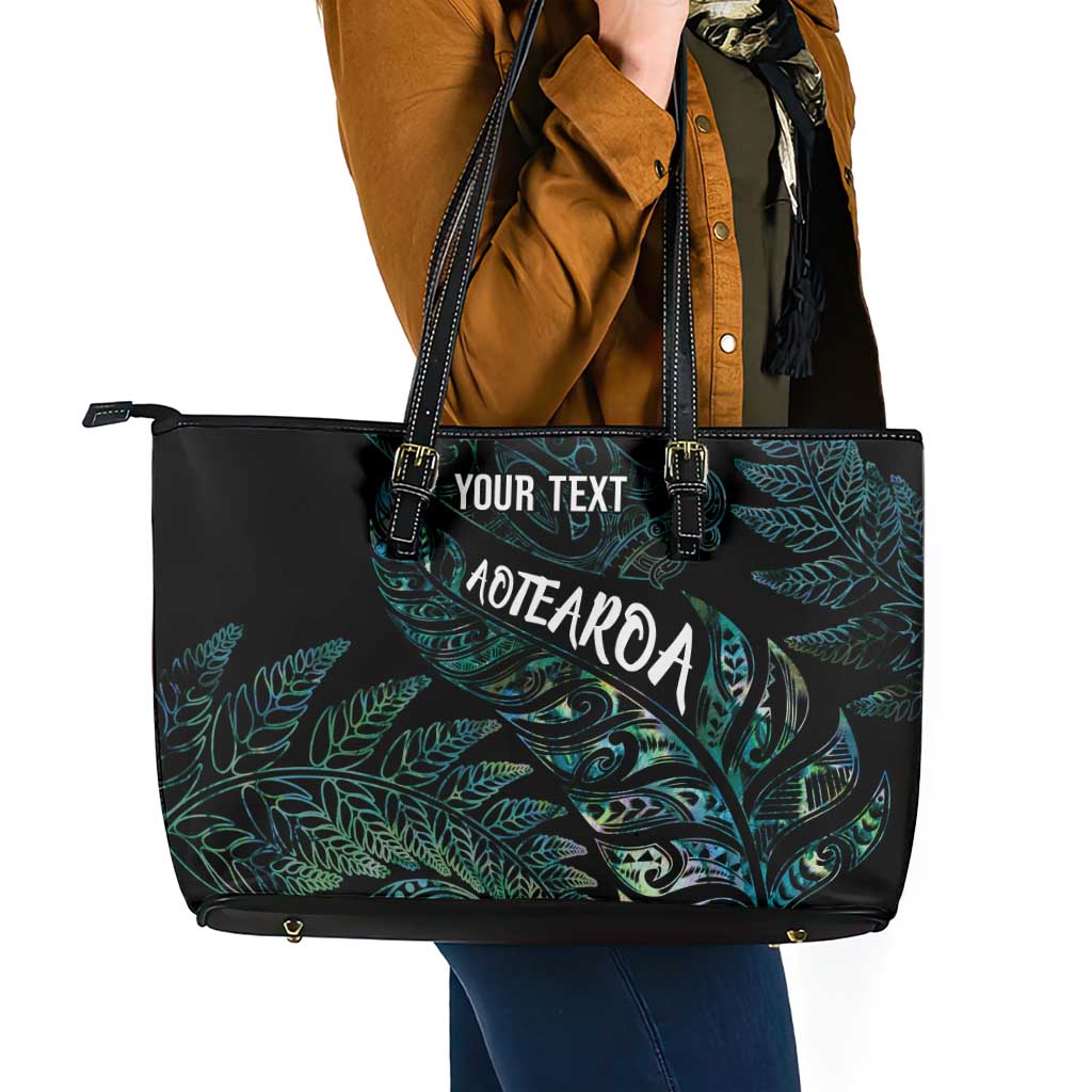 Aotearoa Personalized Lawn Bowls Maori Leather Tote Bag New Zealand Paua Shell Tribal Silver Fern - Aussie Hoodie