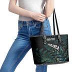 Aotearoa Personalized Lawn Bowls Maori Leather Tote Bag New Zealand Paua Shell Tribal Silver Fern - Aussie Hoodie