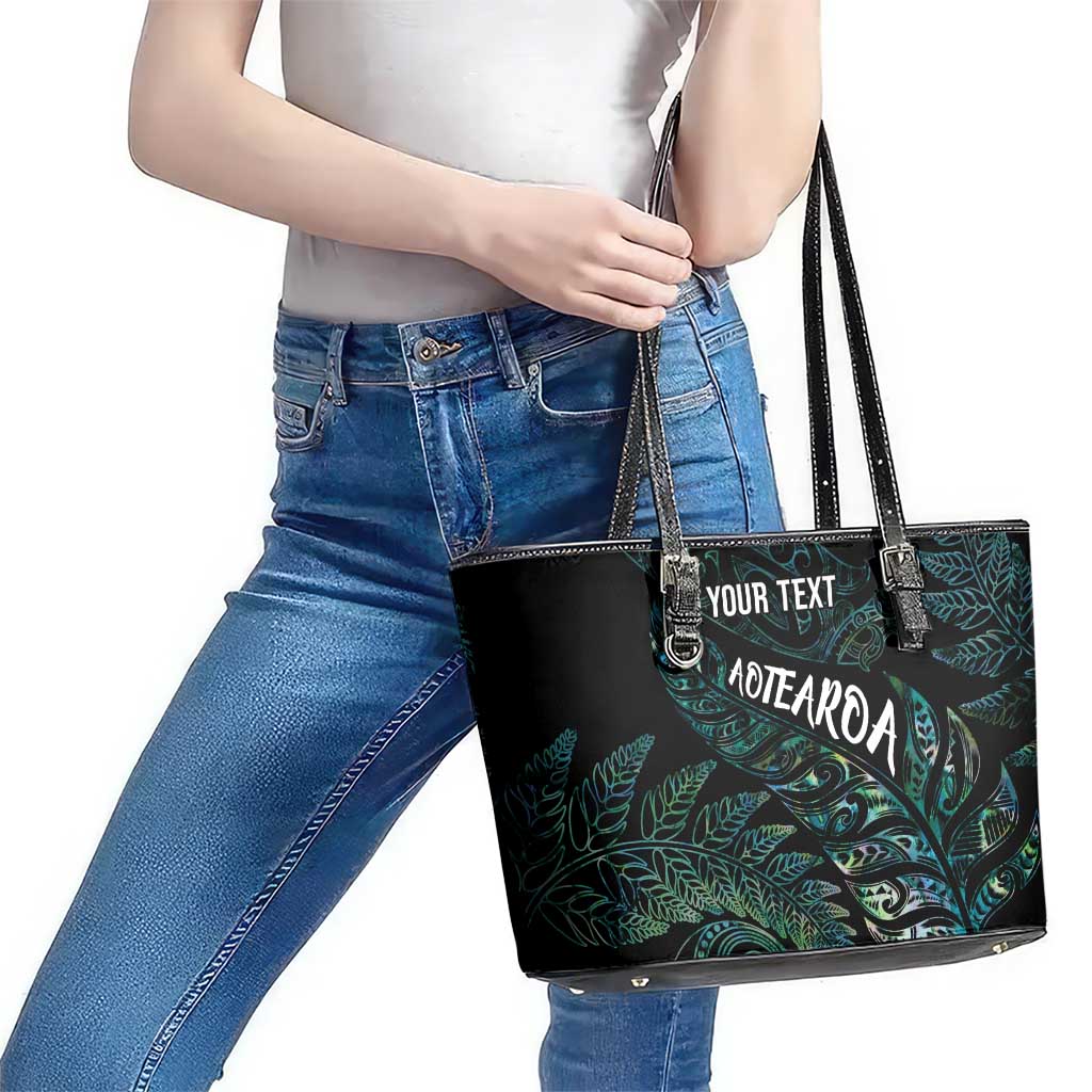 Aotearoa Personalized Lawn Bowls Maori Leather Tote Bag New Zealand Paua Shell Tribal Silver Fern - Aussie Hoodie