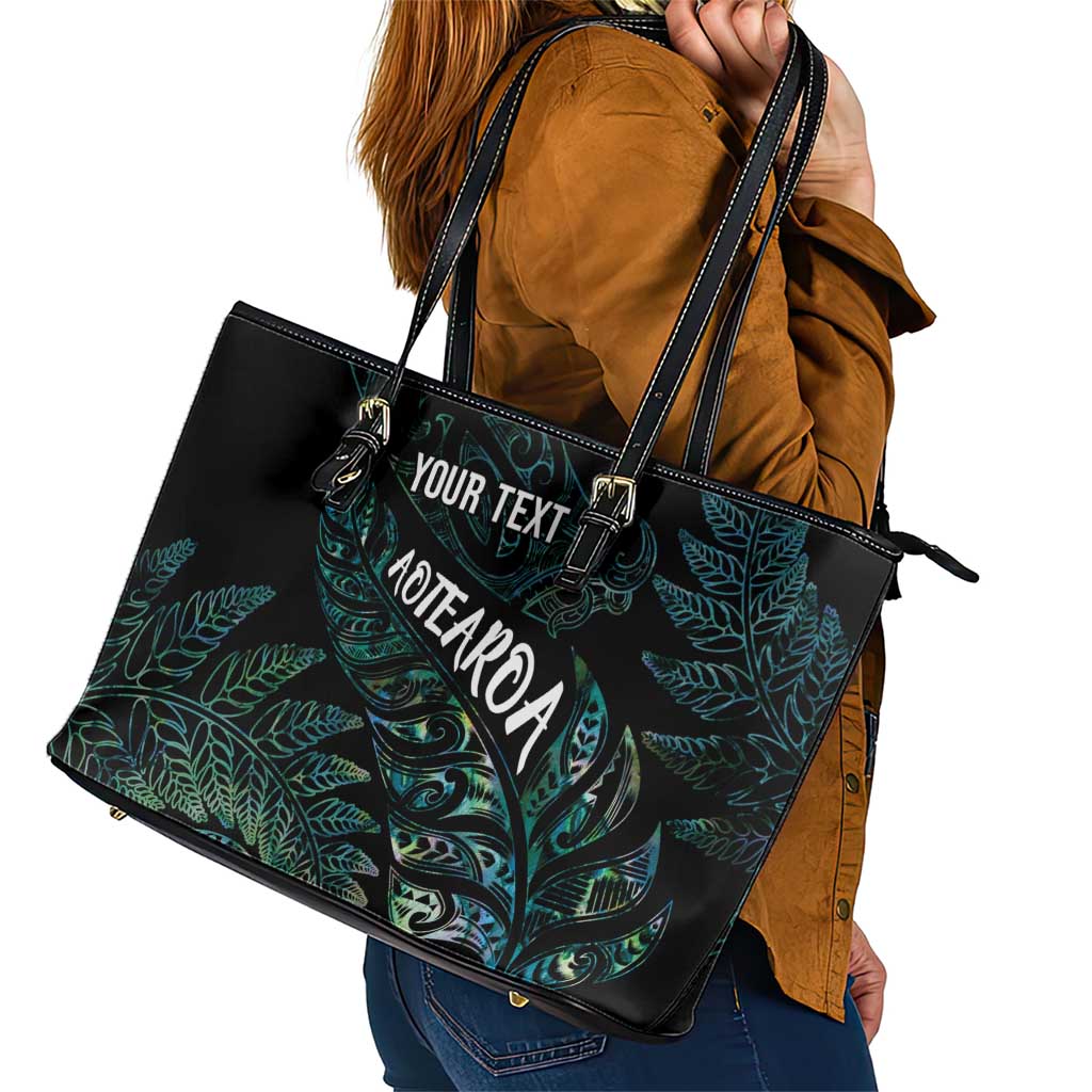 Aotearoa Personalized Lawn Bowls Maori Leather Tote Bag New Zealand Paua Shell Tribal Silver Fern - Aussie Hoodie