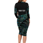 Aotearoa Personalized Lawn Bowls Maori Long Sleeve Bodycon Dress New Zealand Paua Shell Tribal Silver Fern - Aussie Hoodie