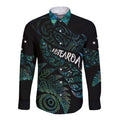 Aotearoa Personalized Lawn Bowls Maori Long Sleeve Button Shirt New Zealand Paua Shell Tribal Silver Fern - Aussie Hoodie