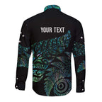 Aotearoa Personalized Lawn Bowls Maori Long Sleeve Button Shirt New Zealand Paua Shell Tribal Silver Fern - Aussie Hoodie