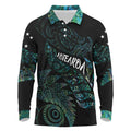 Aotearoa Personalized Lawn Bowls Maori Long Sleeve Polo Shirt New Zealand Paua Shell Tribal Silver Fern - Aussie Hoodie