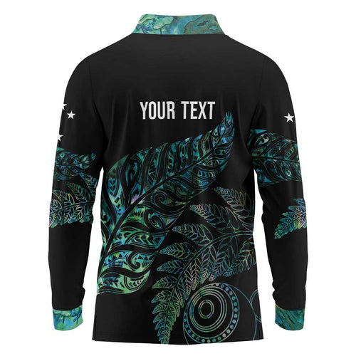 Aotearoa Personalized Lawn Bowls Maori Long Sleeve Polo Shirt New Zealand Paua Shell Tribal Silver Fern - Aussie Hoodie