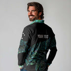 Aotearoa Personalized Lawn Bowls Maori Long Sleeve Polo Shirt New Zealand Paua Shell Tribal Silver Fern - Aussie Hoodie
