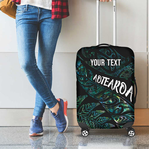 Aotearoa Personalized Lawn Bowls Maori Luggage Cover New Zealand Paua Shell Tribal Silver Fern - Aussie Hoodie