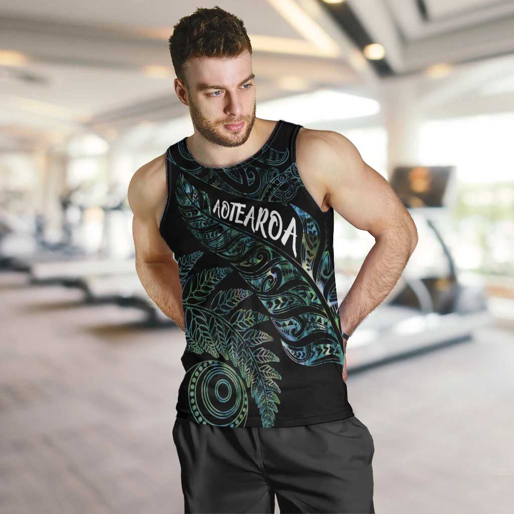 Aotearoa Personalized Lawn Bowls Maori Men Tank Top New Zealand Paua Shell Tribal Silver Fern - Aussie Hoodie