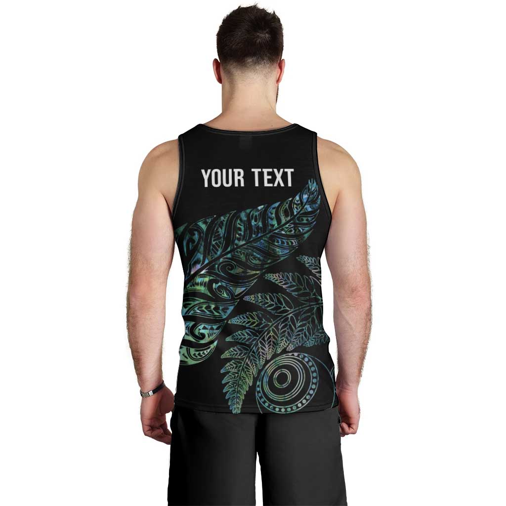 Aotearoa Personalized Lawn Bowls Maori Men Tank Top New Zealand Paua Shell Tribal Silver Fern - Aussie Hoodie