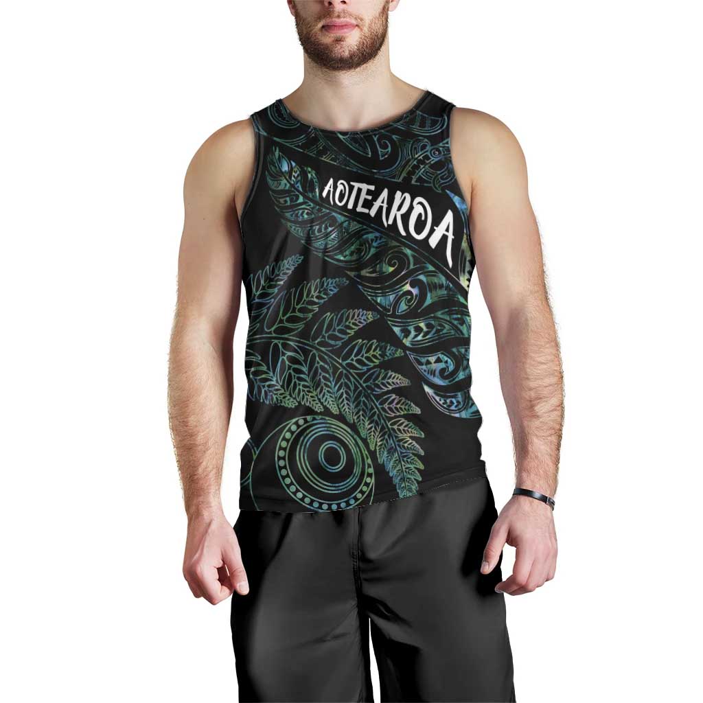 Aotearoa Personalized Lawn Bowls Maori Men Tank Top New Zealand Paua Shell Tribal Silver Fern - Aussie Hoodie