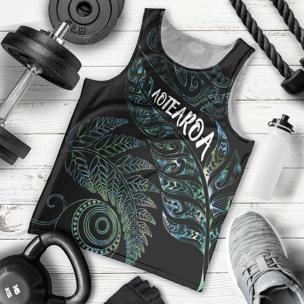 Aotearoa Personalized Lawn Bowls Maori Men Tank Top New Zealand Paua Shell Tribal Silver Fern - Aussie Hoodie