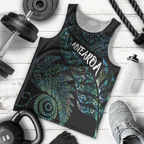 Aotearoa Personalized Lawn Bowls Maori Men Tank Top New Zealand Paua Shell Tribal Silver Fern - Aussie Hoodie
