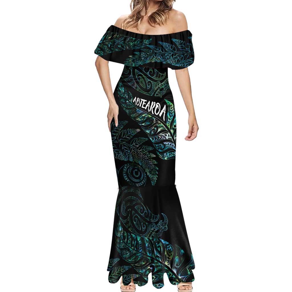 Aotearoa Personalized Lawn Bowls Maori Mermaid Dress New Zealand Paua Shell Tribal Silver Fern - Aussie Hoodie