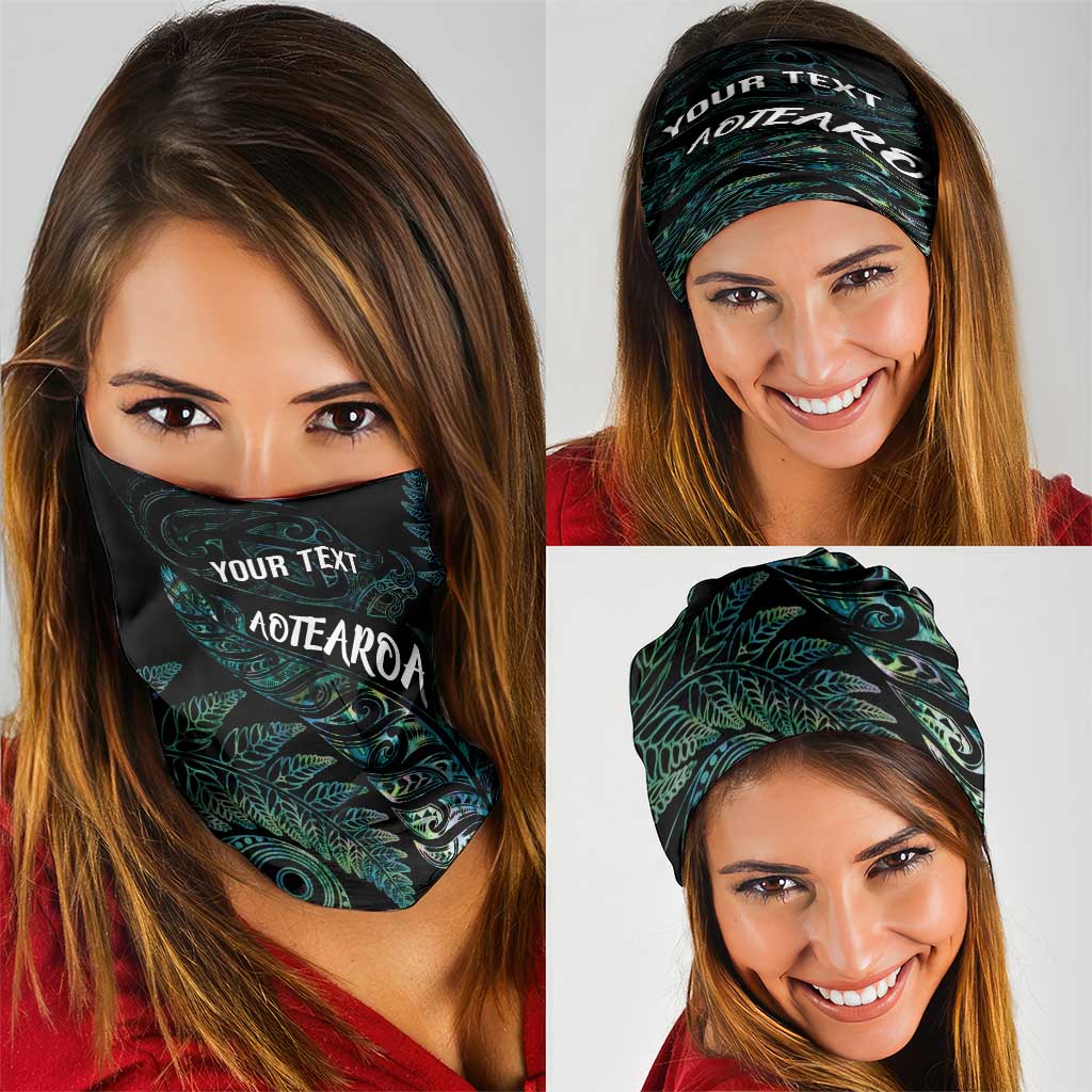Aotearoa Personalized Lawn Bowls Maori Neck Gaiter New Zealand Paua Shell Tribal Silver Fern - Aussie Hoodie