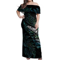 Aotearoa Personalized Lawn Bowls Maori Off Shoulder Maxi Dress New Zealand Paua Shell Tribal Silver Fern - Aussie Hoodie