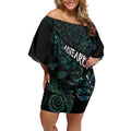 Aotearoa Personalized Lawn Bowls Maori Off Shoulder Short Dress New Zealand Paua Shell Tribal Silver Fern - Aussie Hoodie