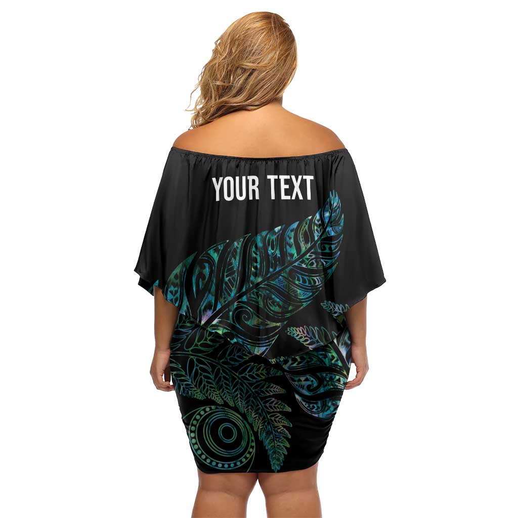 Aotearoa Personalized Lawn Bowls Maori Off Shoulder Short Dress New Zealand Paua Shell Tribal Silver Fern - Aussie Hoodie