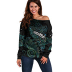 Aotearoa Personalized Lawn Bowls Maori Off Shoulder Sweater New Zealand Paua Shell Tribal Silver Fern - Aussie Hoodie