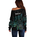 Aotearoa Personalized Lawn Bowls Maori Off Shoulder Sweater New Zealand Paua Shell Tribal Silver Fern - Aussie Hoodie