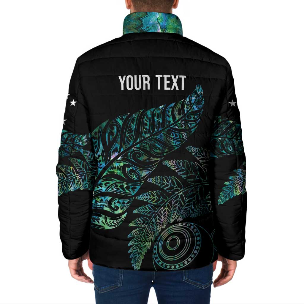 Aotearoa Personalized Lawn Bowls Maori Padded Jacket New Zealand Paua Shell Tribal Silver Fern - Aussie Hoodie