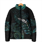 Aotearoa Personalized Lawn Bowls Maori Padded Jacket New Zealand Paua Shell Tribal Silver Fern - Aussie Hoodie