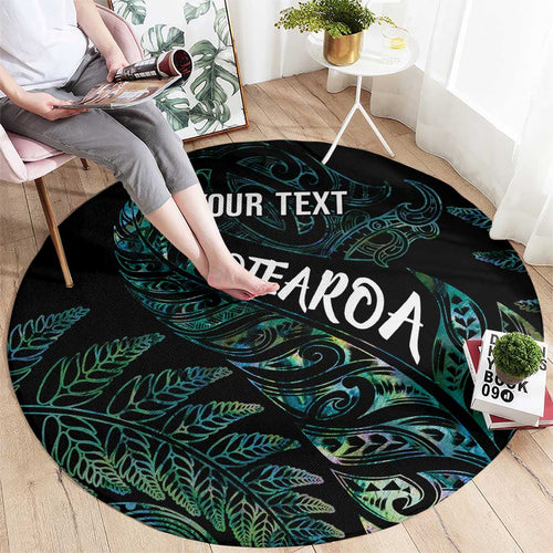 Aotearoa Personalized Lawn Bowls Maori Round Carpet New Zealand Paua Shell Tribal Silver Fern - Aussie Hoodie