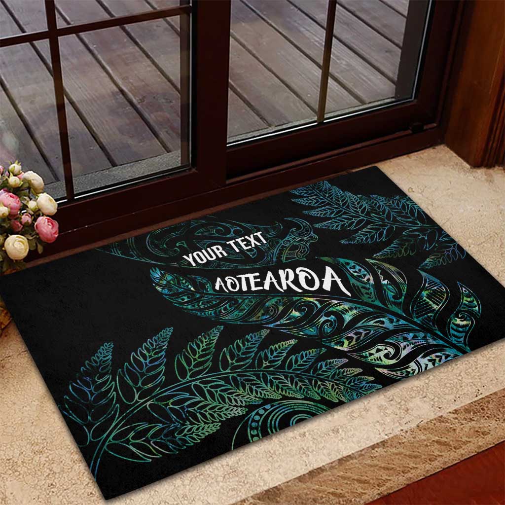 Aotearoa Personalized Lawn Bowls Maori Rubber Doormat New Zealand Paua Shell Tribal Silver Fern - Aussie Hoodie