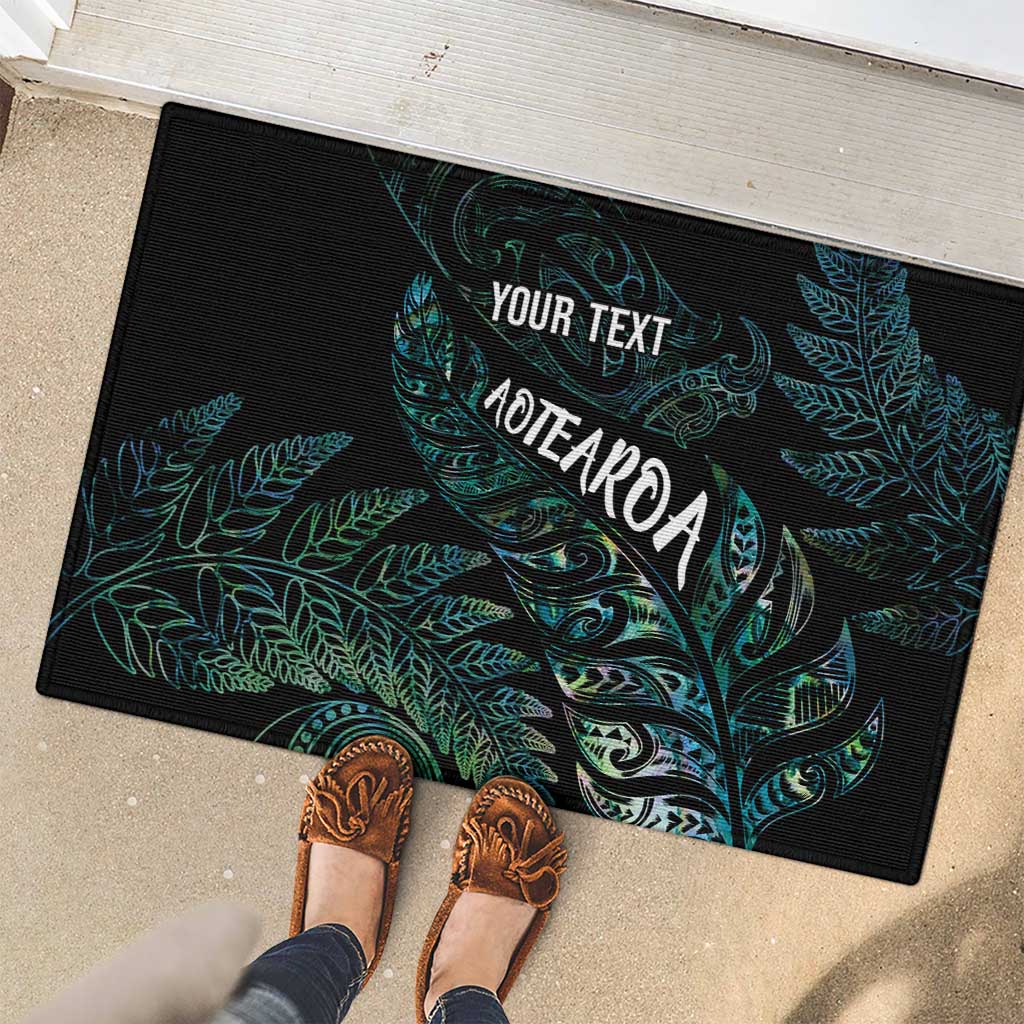 Aotearoa Personalized Lawn Bowls Maori Rubber Doormat New Zealand Paua Shell Tribal Silver Fern - Aussie Hoodie