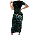 Aotearoa Personalized Lawn Bowls Maori Short Sleeve Bodycon Dress New Zealand Paua Shell Tribal Silver Fern - Aussie Hoodie