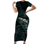 Aotearoa Personalized Lawn Bowls Maori Short Sleeve Bodycon Dress New Zealand Paua Shell Tribal Silver Fern - Aussie Hoodie