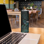 Aotearoa Personalized Lawn Bowls Maori Skinny Tumbler New Zealand Paua Shell Tribal Silver Fern - undefined