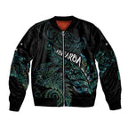 Aotearoa Personalized Lawn Bowls Maori Sleeve Zip Bomber Jacket New Zealand Paua Shell Tribal Silver Fern - undefined