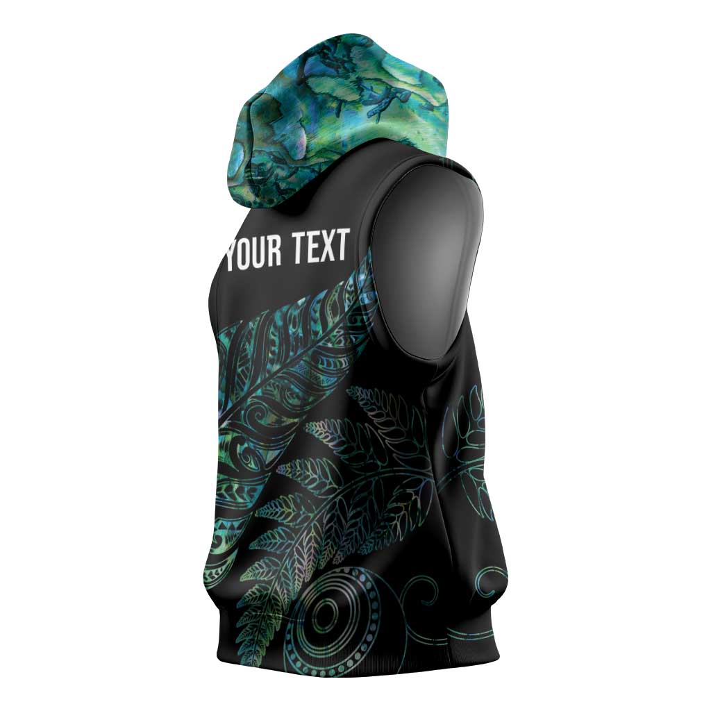 Aotearoa Personalized Lawn Bowls Maori Sleeveless Hoodie New Zealand Paua Shell Tribal Silver Fern - Aussie Hoodie