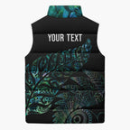 Aotearoa Personalized Lawn Bowls Maori Sleeveless Puffer Jacket New Zealand Paua Shell Tribal Silver Fern - Aussie Hoodie