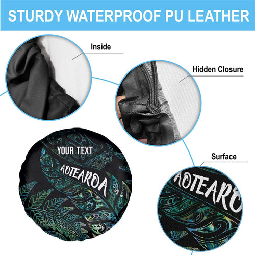 Aotearoa Personalized Lawn Bowls Maori Spare Tire Cover New Zealand Paua Shell Tribal Silver Fern - Aussie Hoodie
