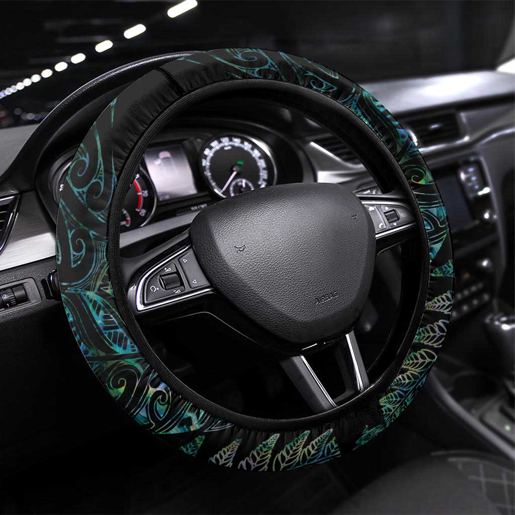 Aotearoa Lawn Bowls Maori Steering Wheel Cover New Zealand Paua Shell Tribal Silver Fern - Aussie Hoodie