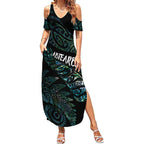 Aotearoa Personalized Lawn Bowls Maori Summer Maxi Dress New Zealand Paua Shell Tribal Silver Fern - Aussie Hoodie