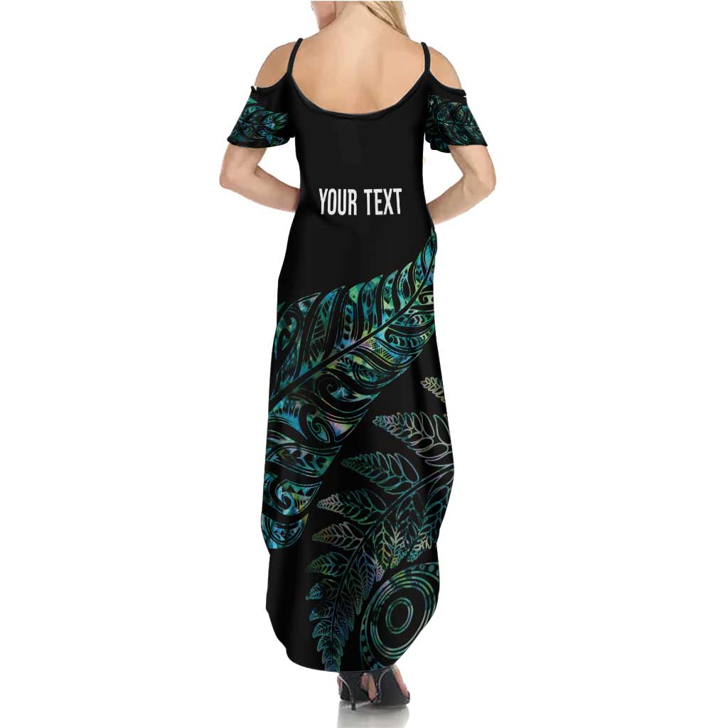 Aotearoa Personalized Lawn Bowls Maori Summer Maxi Dress New Zealand Paua Shell Tribal Silver Fern - Aussie Hoodie