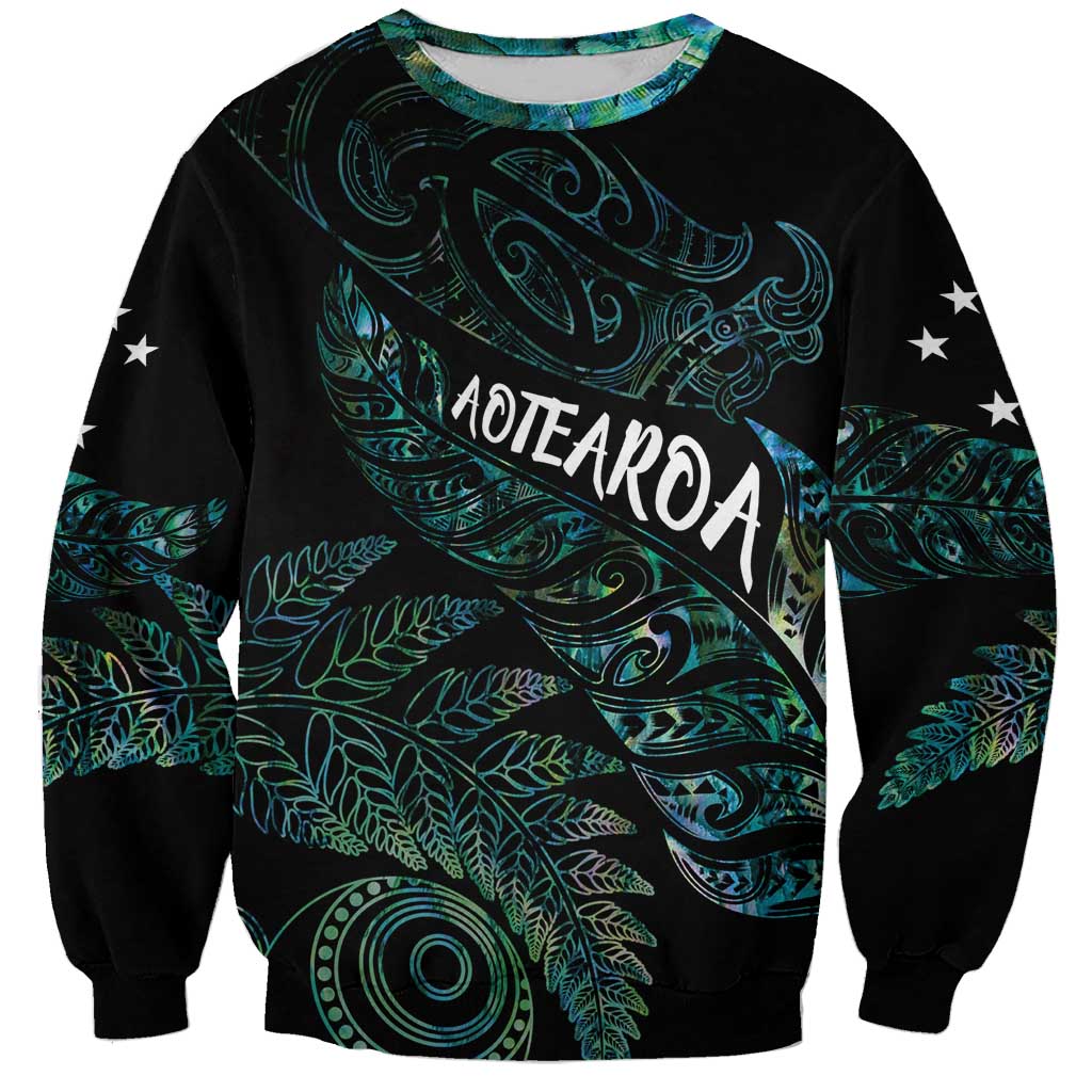 Aotearoa Personalized Lawn Bowls Maori Sweatshirt New Zealand Paua Shell Tribal Silver Fern - Aussie Hoodie