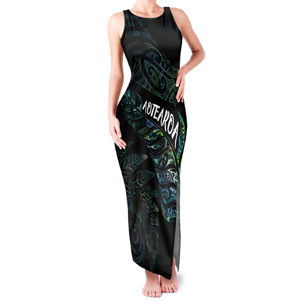 Aotearoa Personalized Lawn Bowls Maori Tank Maxi Dress New Zealand Paua Shell Tribal Silver Fern - Aussie Hoodie